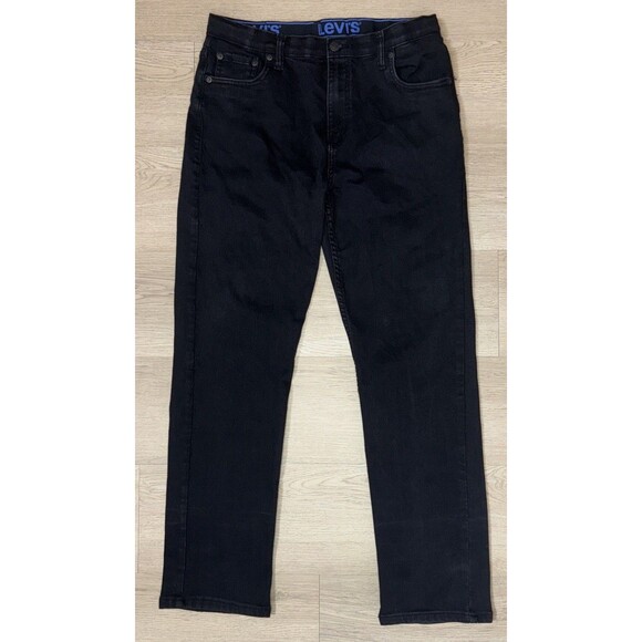 Levi's 502 Jeans Men’s Size 34x30 Tapered Leg Dark Wash Black Stretch Husky - Picture 1 of 7